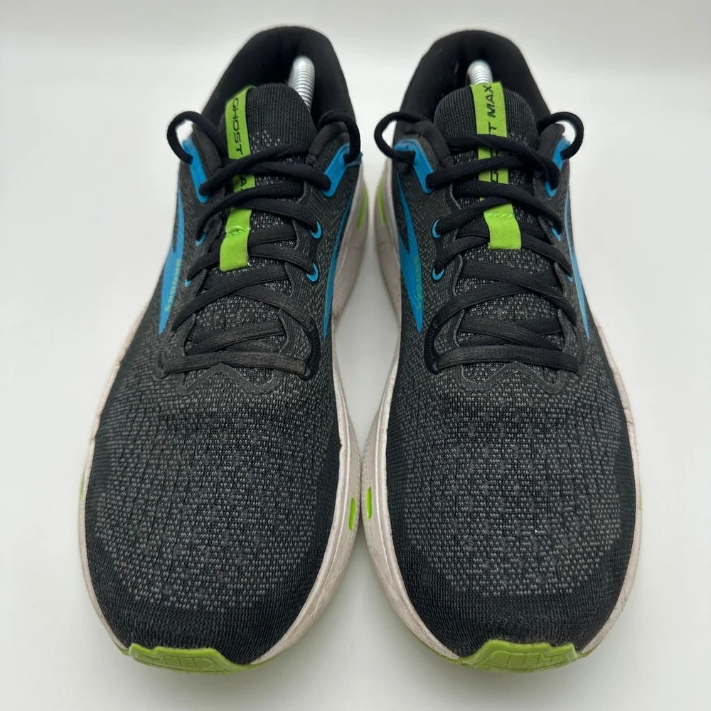 Brooks Ghost Max Mens Shoes Black Blue White Athletic Running Sneakers Size 10.5